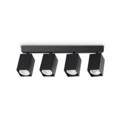 Downlight IDEAL LUX Dynamite Square, negro, 38 cm, 4 luces