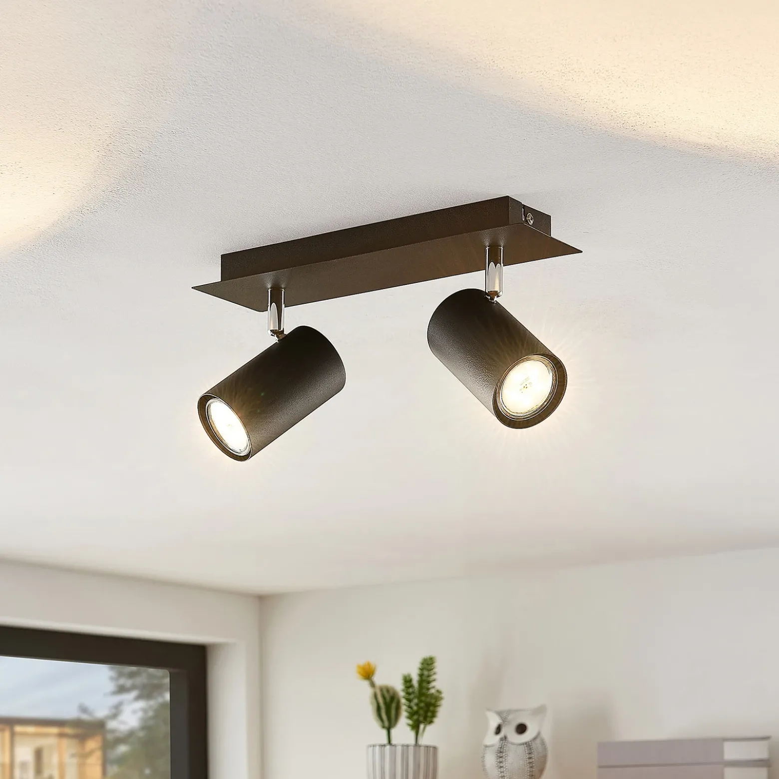 Downlight Joffrey de Lindby, 31 cm, 2 luces, negro, GU10