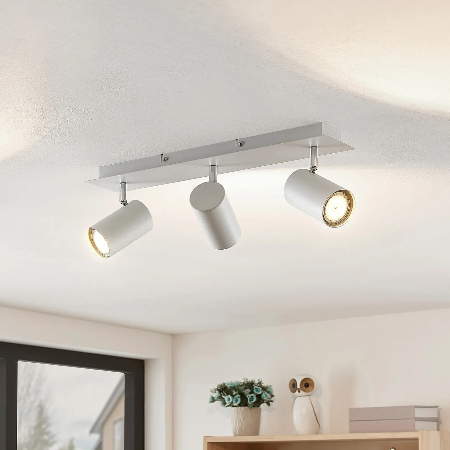 Downlight Joffrey de Lindby, 49 cm, blanco, 3 luces, GU10