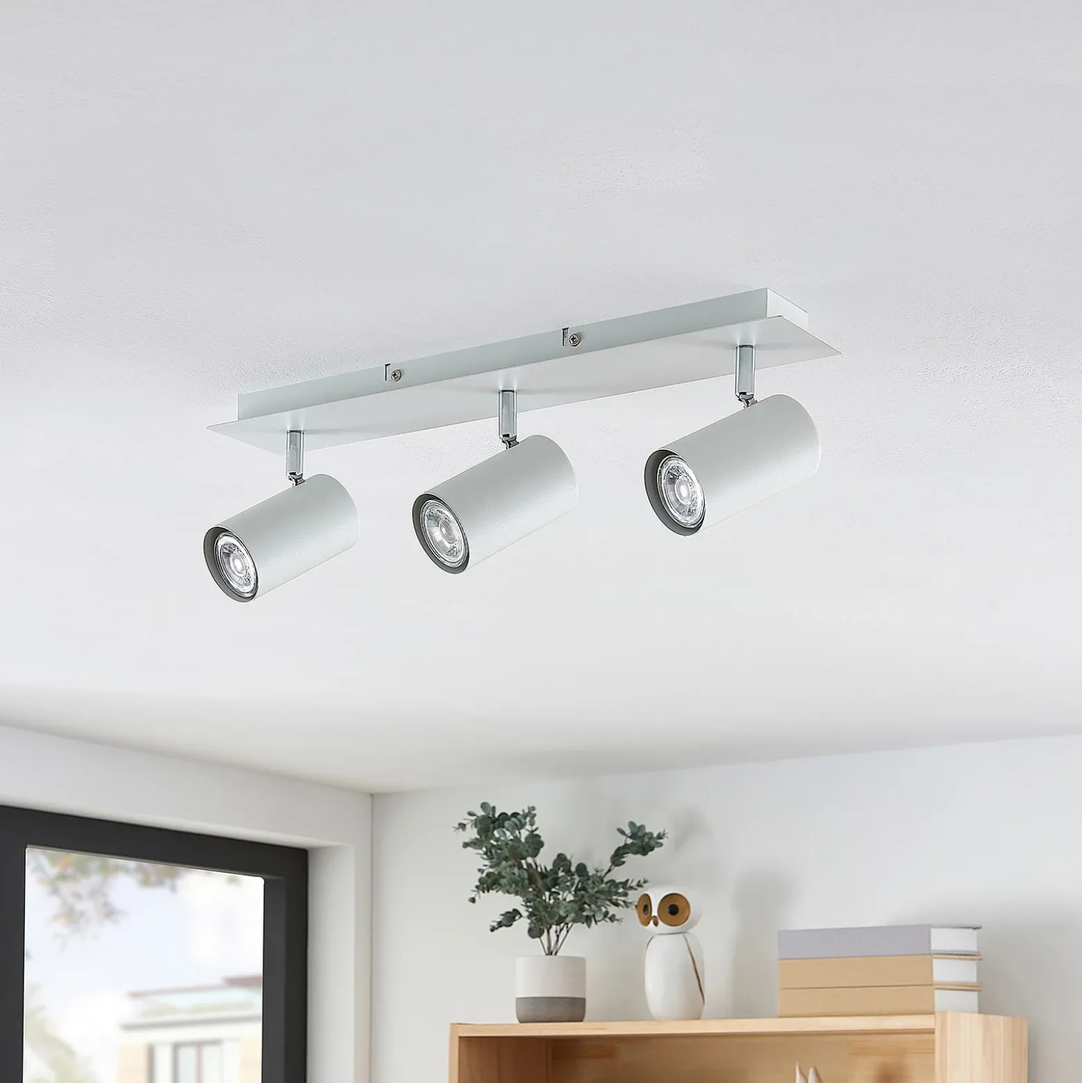 Downlight Joffrey de Lindby, 49 cm, blanco, 3 luces, GU10