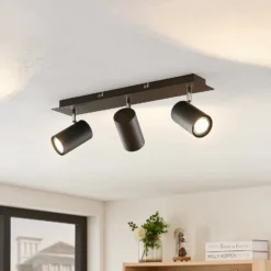 Downlight Joffrey de Lindby, 49 cm, negro, 3 luces, GU10