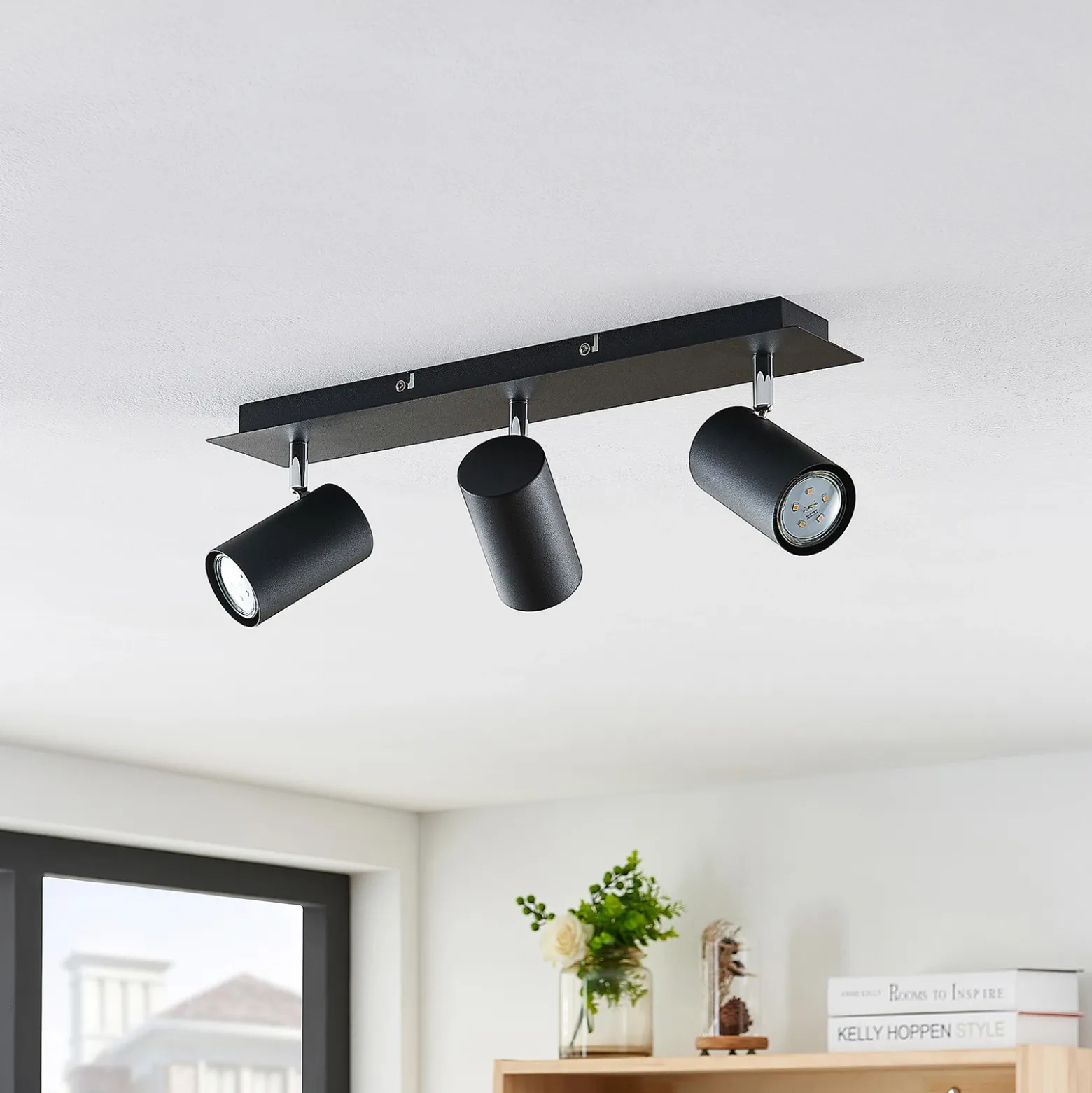 Downlight Joffrey de Lindby, 49 cm, negro, 3 luces, GU10