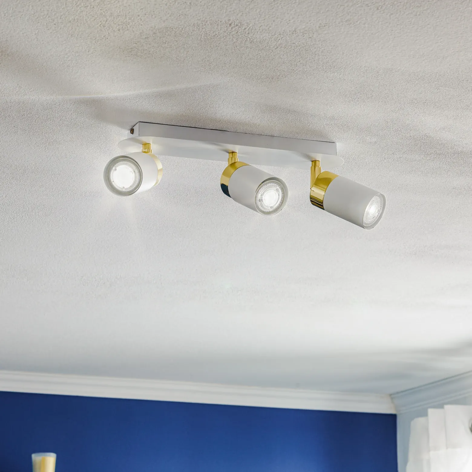 Downlight Joker, blanco/dorado, 3 luces