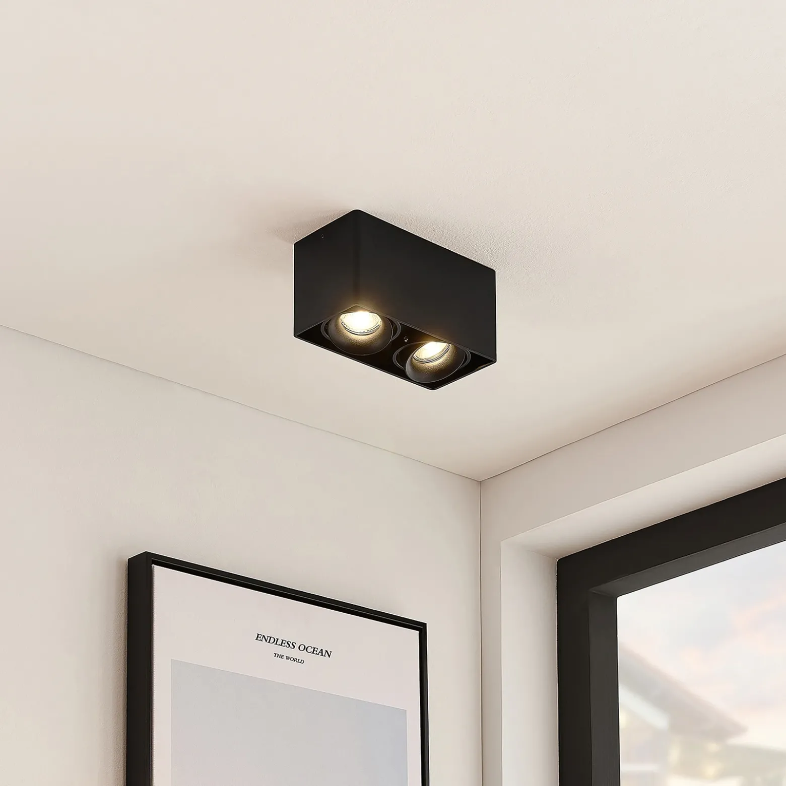 Downlight Kubika de Arcchio, 19 cm, negro, 2 luces, metal