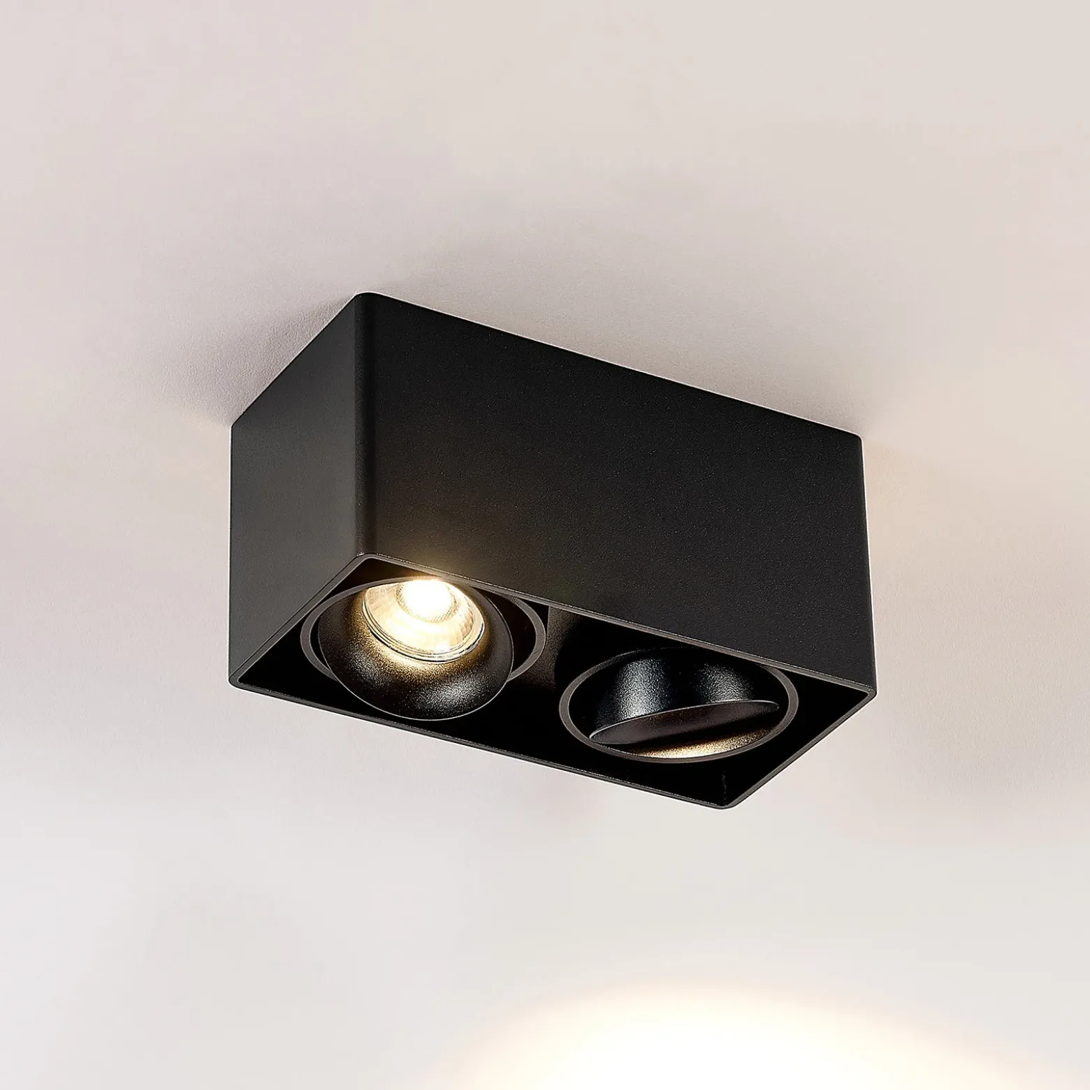 Downlight Kubika de Arcchio, 19 cm, negro, 2 luces, metal