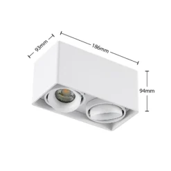 Downlight Kubika de Arcchio, 19 cm, blanco, 2 luces, metal