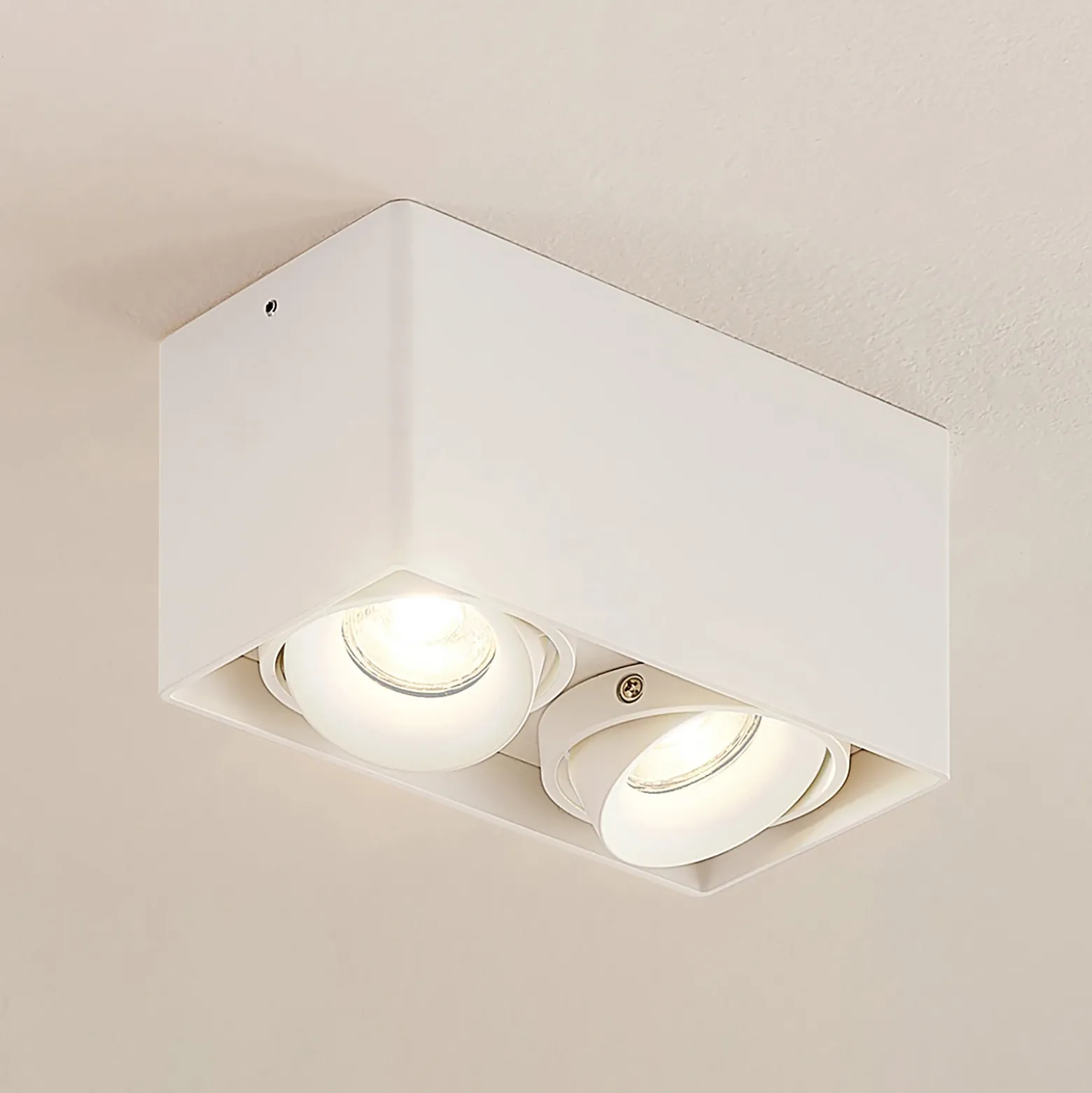 Downlight Kubika de Arcchio, 19 cm, blanco, 2 luces, metal