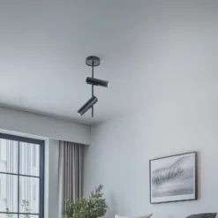 Downlight Leda 2, antracita, 2 luces, acero, altura 55 cm