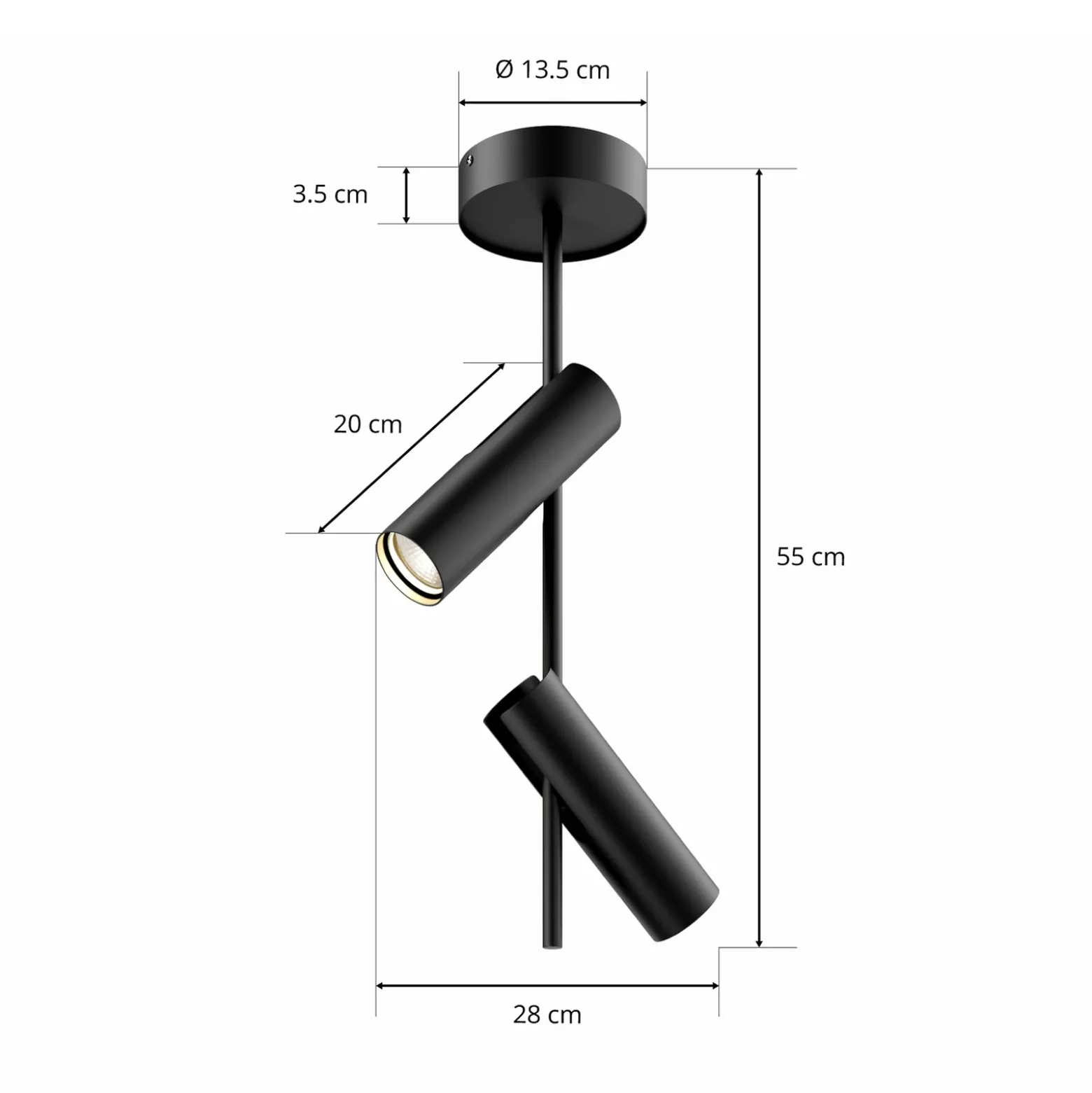 Downlight Leda 2, 2 luces, negro