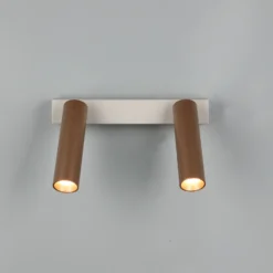 Downlight LED Ambala, longitud 26 cm, gris/marrón, 2 luces.