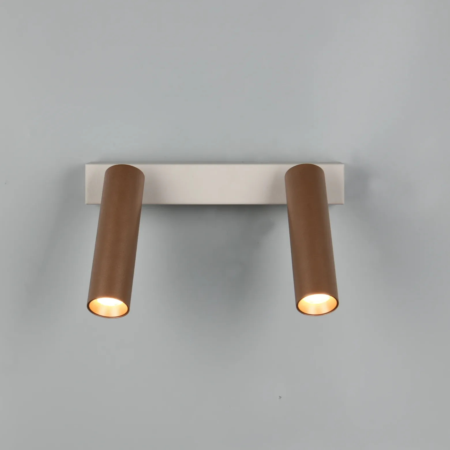 Downlight LED Ambala, longitud 26 cm, gris/marrón, 2 luces.