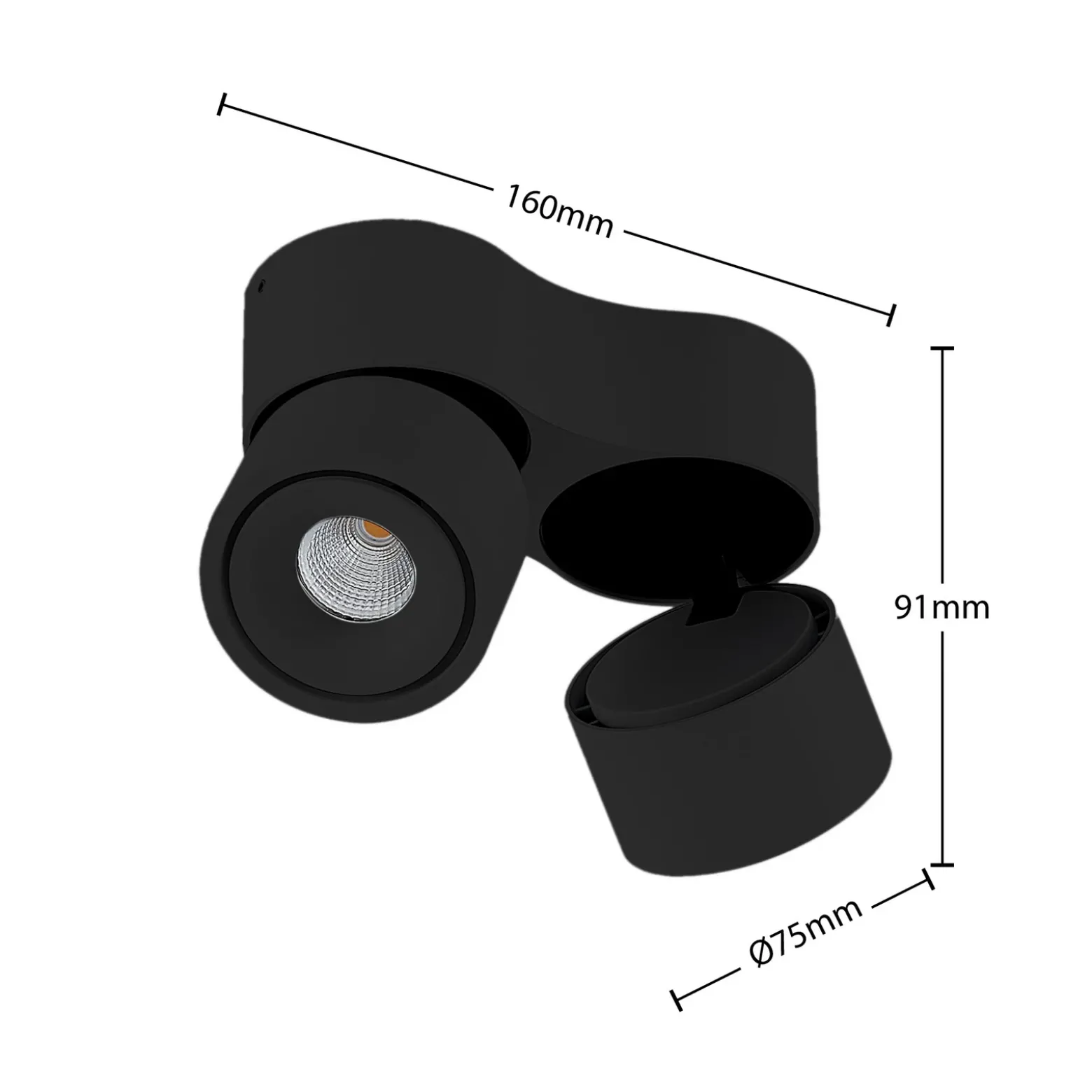 Downlight LED Arcchio Rotari, 1960 lm, 2 luces, negro