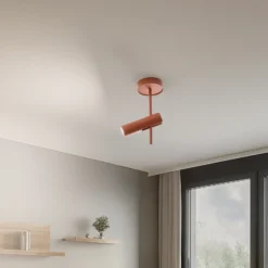 Downlight Leda 1, rojo teja, 1 luz, altura 34 cm
