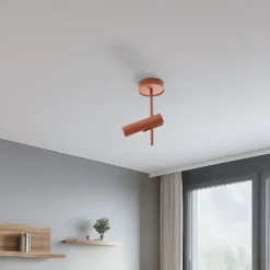 Downlight Leda 1, rojo teja, 1 luz, altura 34 cm