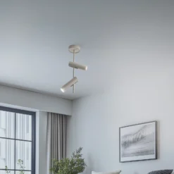 Downlight Leda 2, taupe, 2 luces, acero, GU10, altura 55 cm