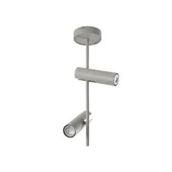 Downlight Leda 2, taupe, 2 luces, acero, GU10, altura 55 cm
