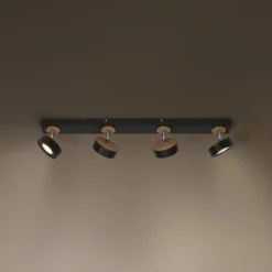 Downlight LED PLUTO de OSRAM, negro, 4 focos, 3000 K
