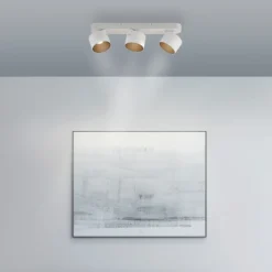 Downlight LED PURE Cup, blanco, longitud 56 cm, metal, 3 luces.