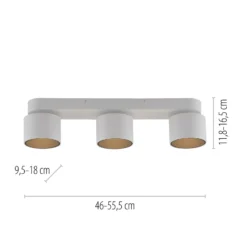 Downlight LED PURE Cup, blanco, longitud 56 cm, metal, 3 luces.