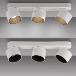 Downlight LED PURE Cup, blanco, longitud 56 cm, metal, 3 luces.