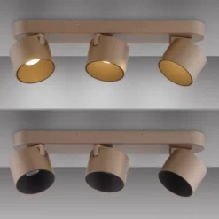 Downlight LED PURE Cup, color bronce, 56 cm, metal, 3 luces.