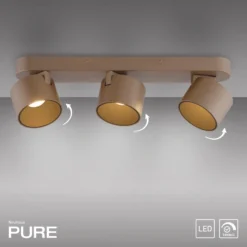 Downlight LED PURE Cup, color bronce, 56 cm, metal, 3 luces.