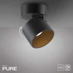 Downlight LED PURE Cup, negro, Ø 9,5 cm, metal