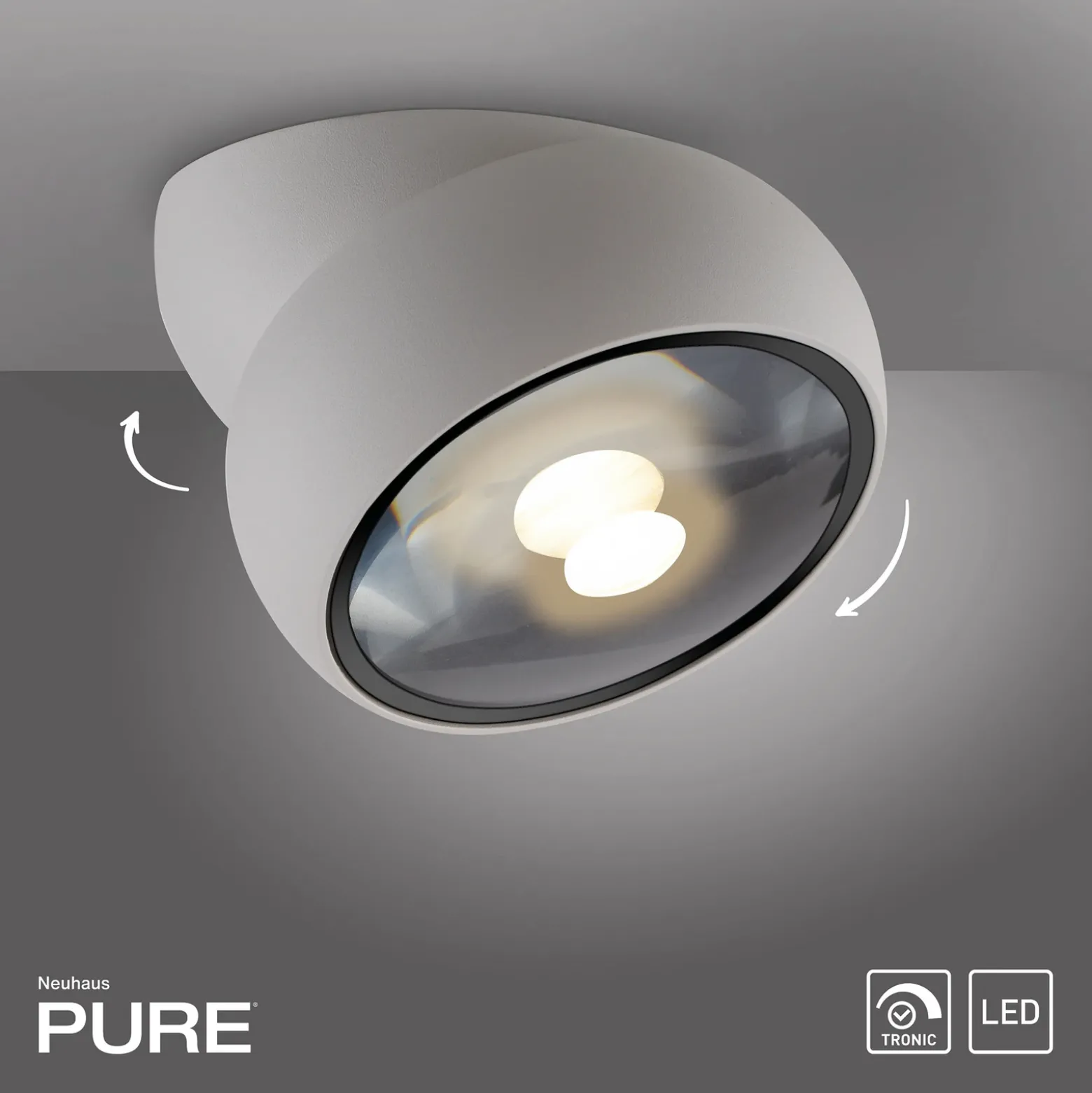 Downlight LED PURE Move, blanco, Ø 12 cm, metal/vidrio