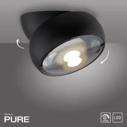 Downlight LED PURE Move, negro, Ø 12 cm, metal/vidrio