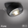 Downlight LED PURE Move, negro, Ø 12 cm, metal/vidrio