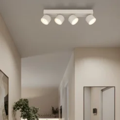 Downlight LED Rae, color arena, metal, 4 luces, 46 cm