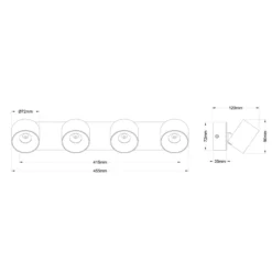 Downlight LED Rae, color arena, metal, 4 luces, 46 cm