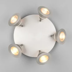 Downlight LED Romeo, Ø 30 cm, color níquel, 5 luces.