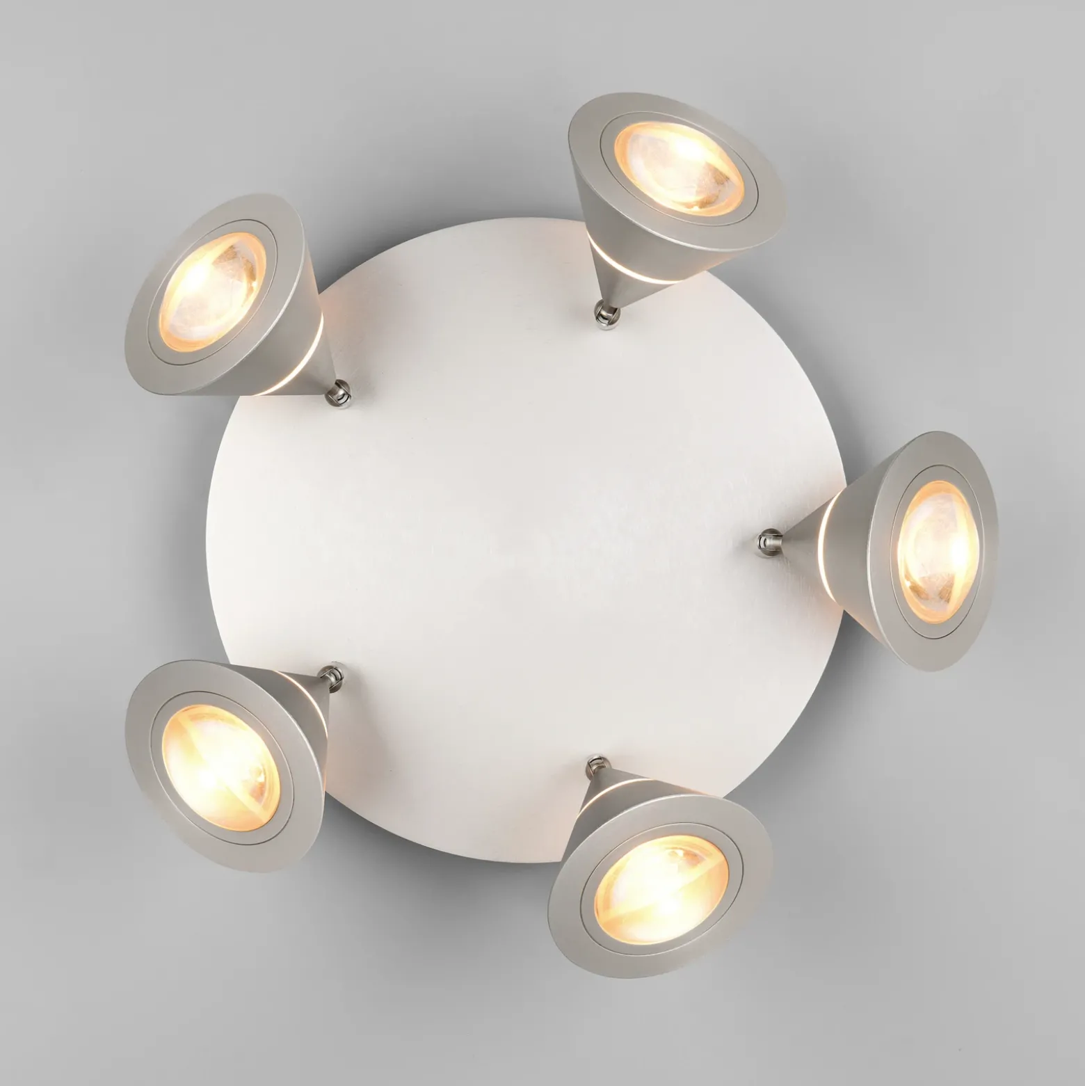 Downlight LED Romeo, Ø 30 cm, color níquel, 5 luces.