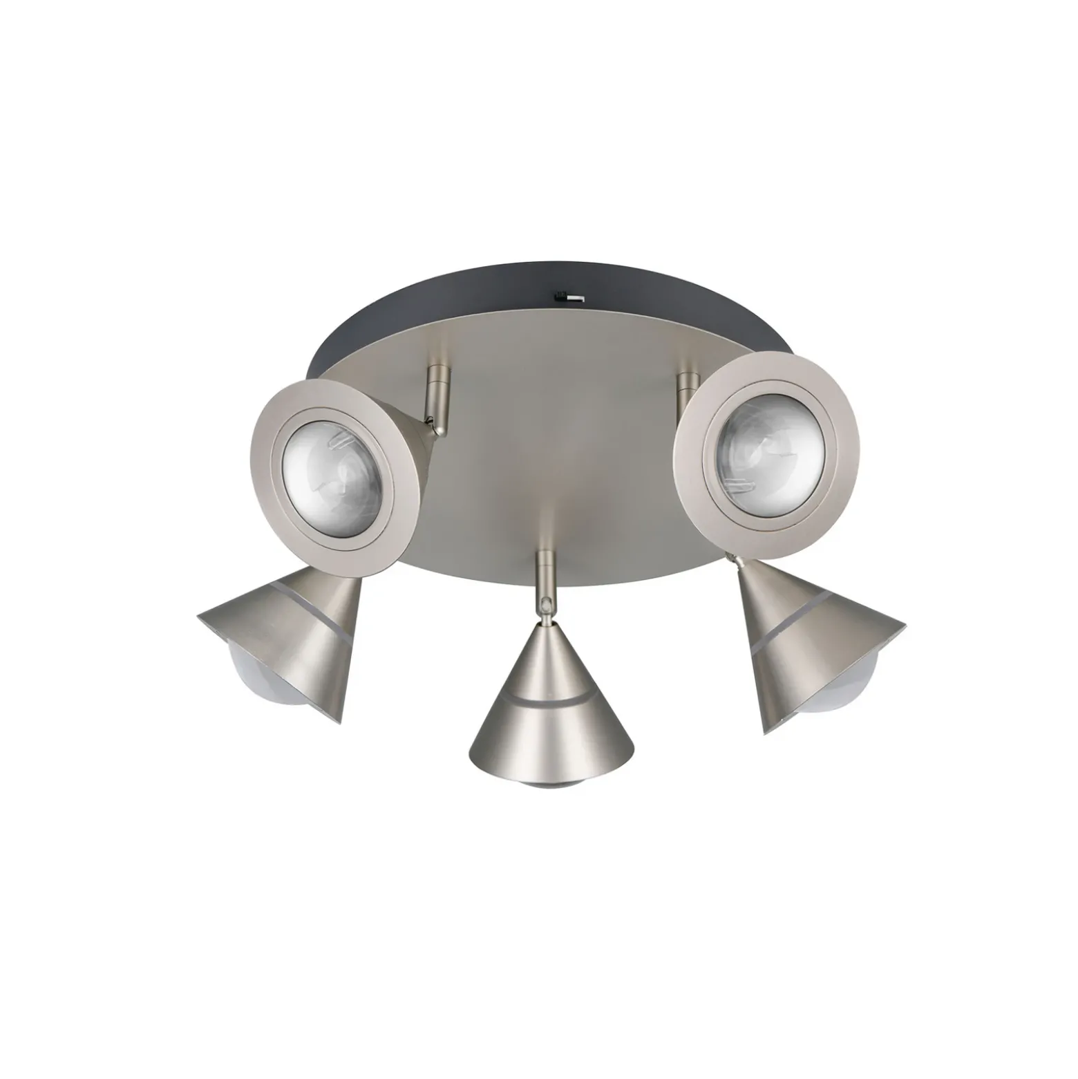 Downlight LED Romeo, Ø 30 cm, color níquel, 5 luces.