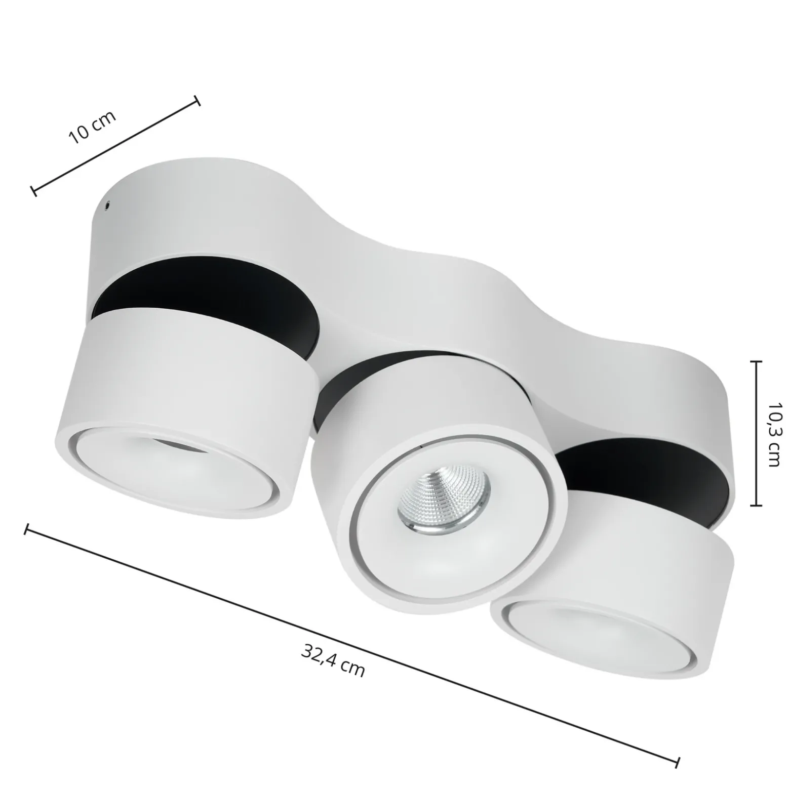 Downlight LED Rotari de Arcchio, lentes, 3 luces, blanco