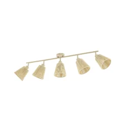 Downlight Lindby Anuva, 86 cm, 5 luces, beige, papel