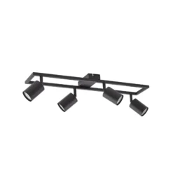 Downlight Lindby Bravius, negro, de 4 luces, de hierro