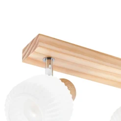 Downlight Lindby Darla, de 3 luces, blanco/color madera
