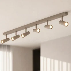 Downlight Lindby Iluna, 6 luces, marrón café, GU10