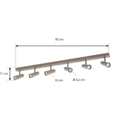 Downlight Lindby Iluna, 6 luces, marrón café, GU10