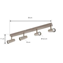 Downlight Lindby Iluna, 4 luces, marrón café, GU10