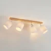 Downlight Lindby Imarin, 81 cm, blanco, 4 luces, madera