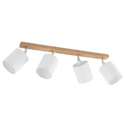 Downlight Lindby Imarin, 81 cm, blanco, 4 luces, madera