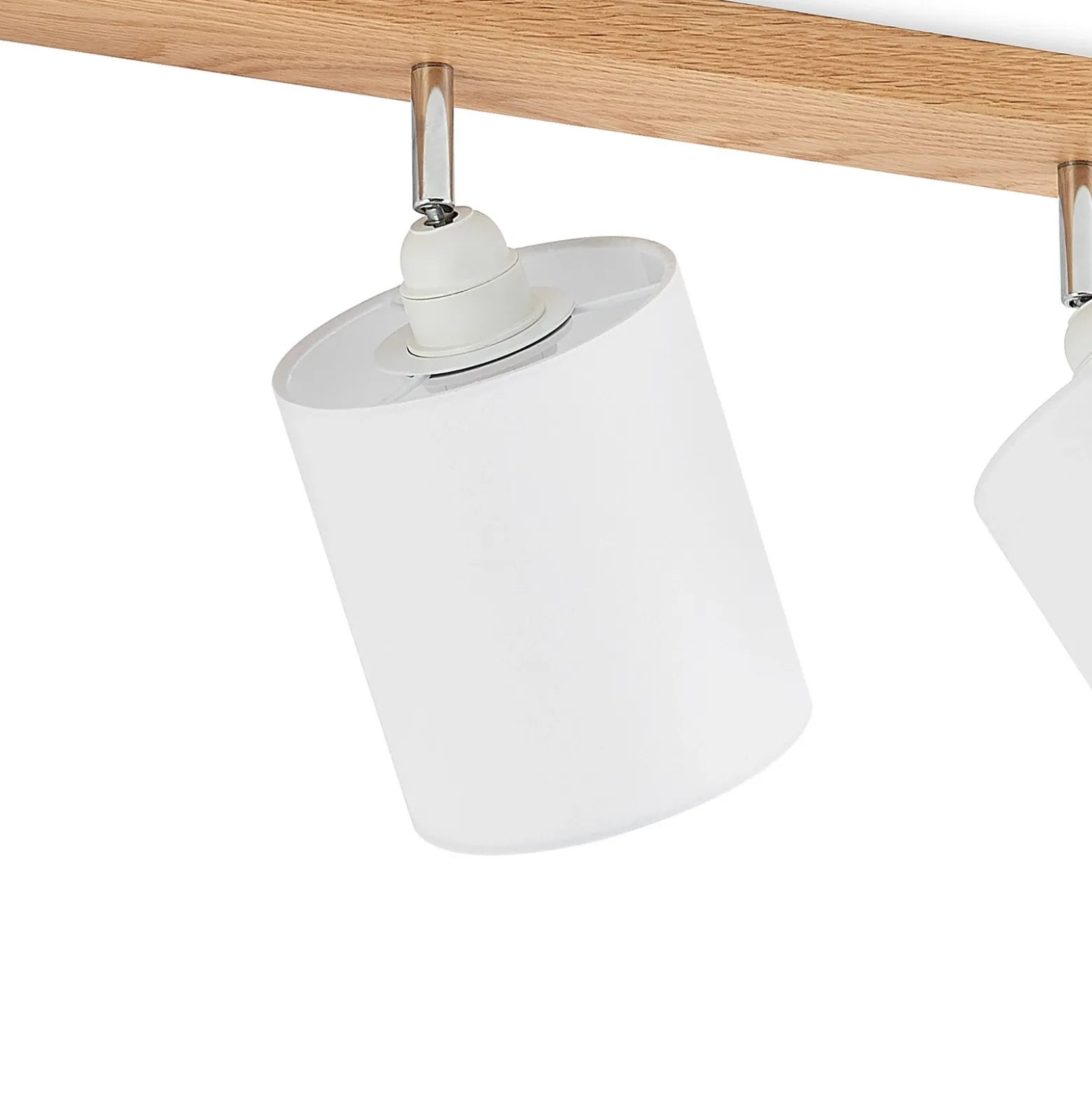 Downlight Lindby Imarin, 81 cm, blanco, 4 luces, madera