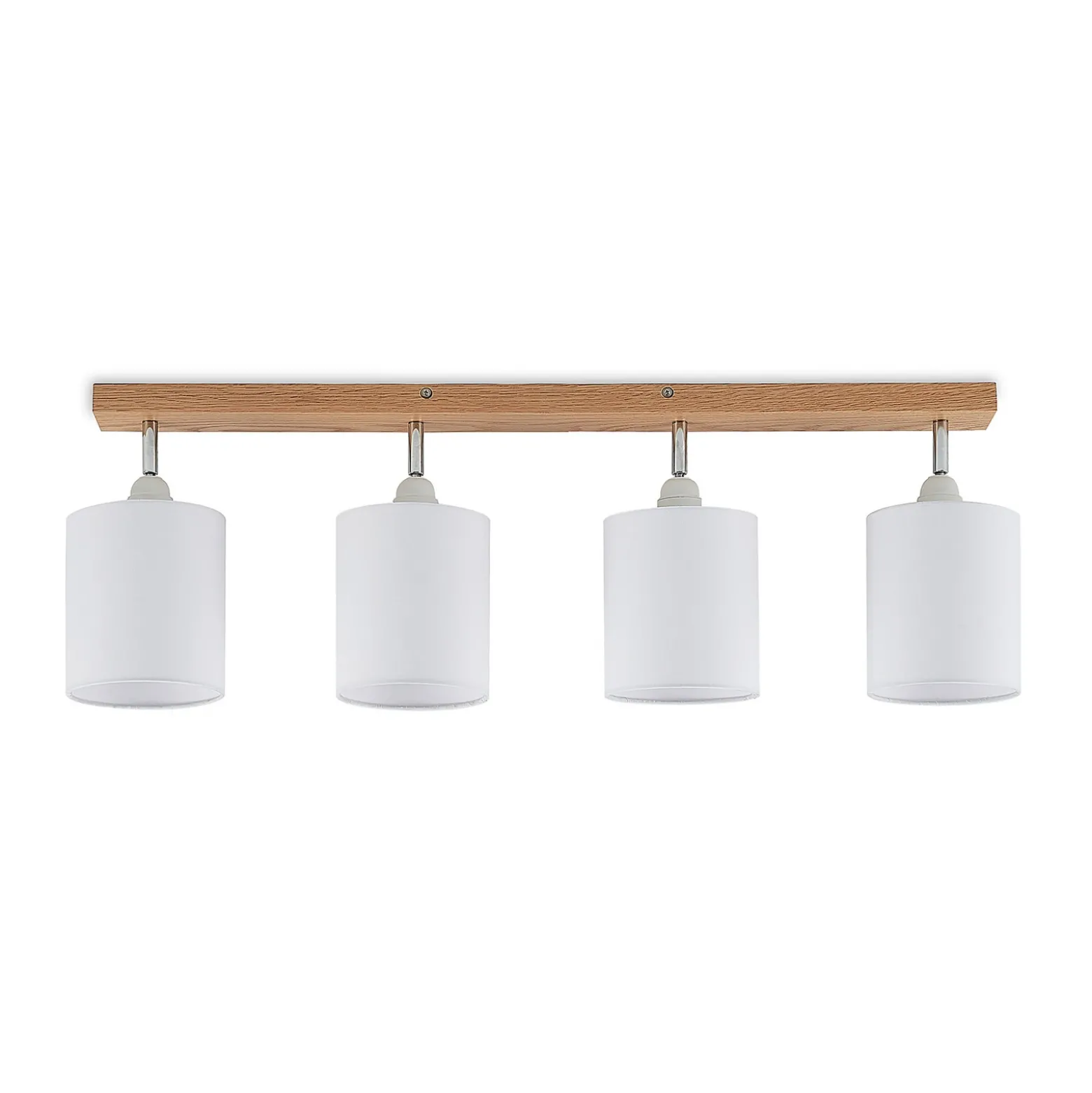Downlight Lindby Imarin, 81 cm, blanco, 4 luces, madera