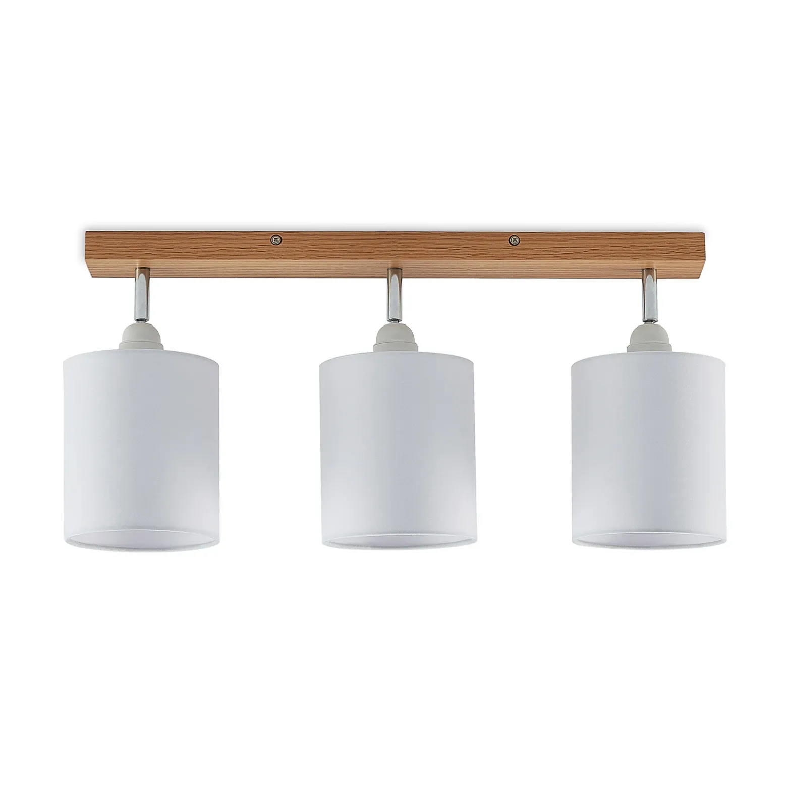 Downlight Lindby Imarin, 56 cm, 3 luces, blanco, madera