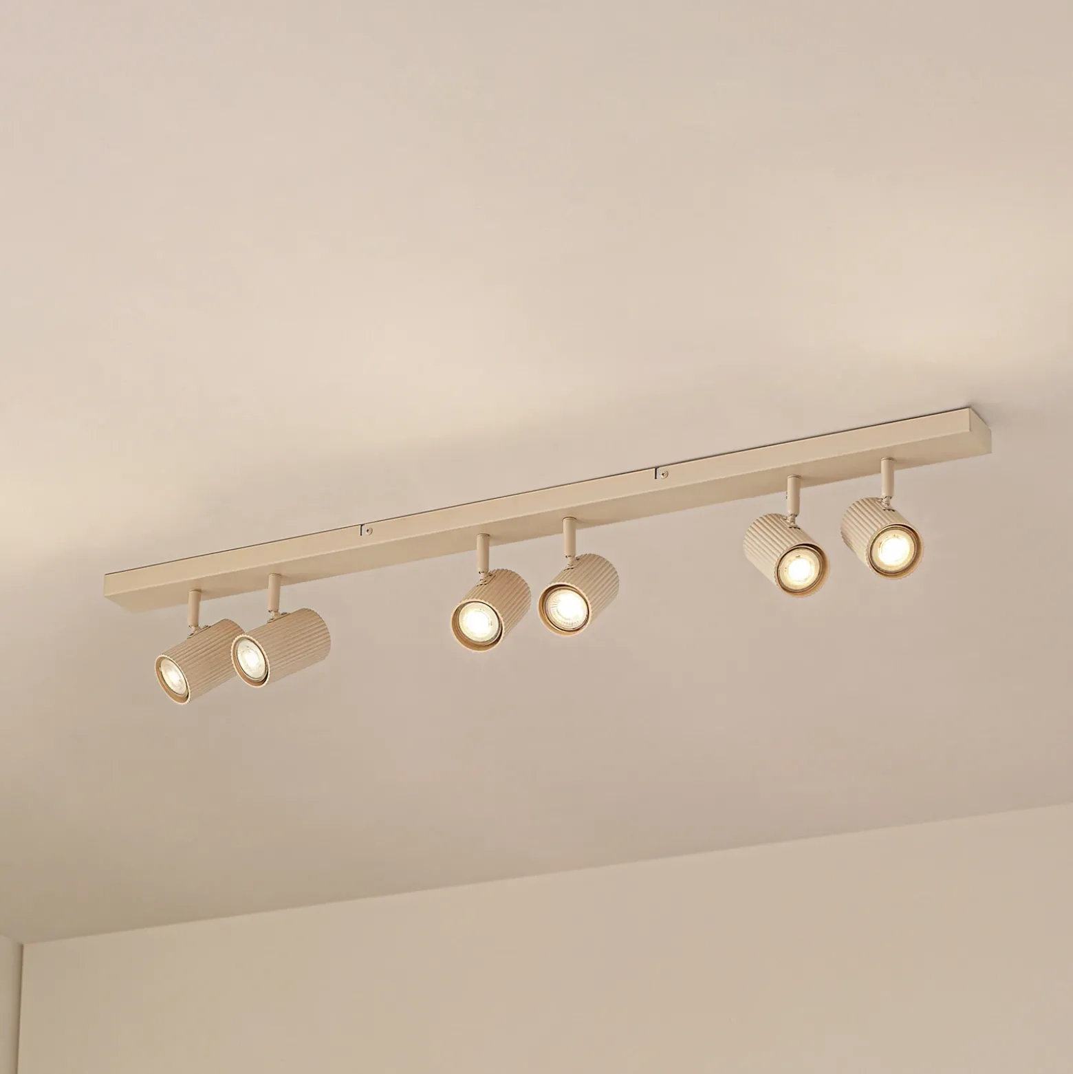 Downlight Lindby Kardis, beige, 6 luces, metal, GU10