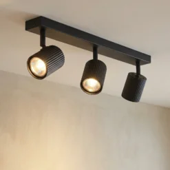 Downlight Lindby Kardis, gris oscuro, 3 luces, metal, GU10
