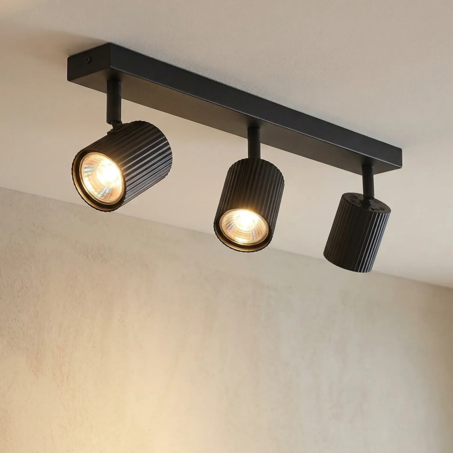 Downlight Lindby Kardis, gris oscuro, 3 luces, metal, GU10